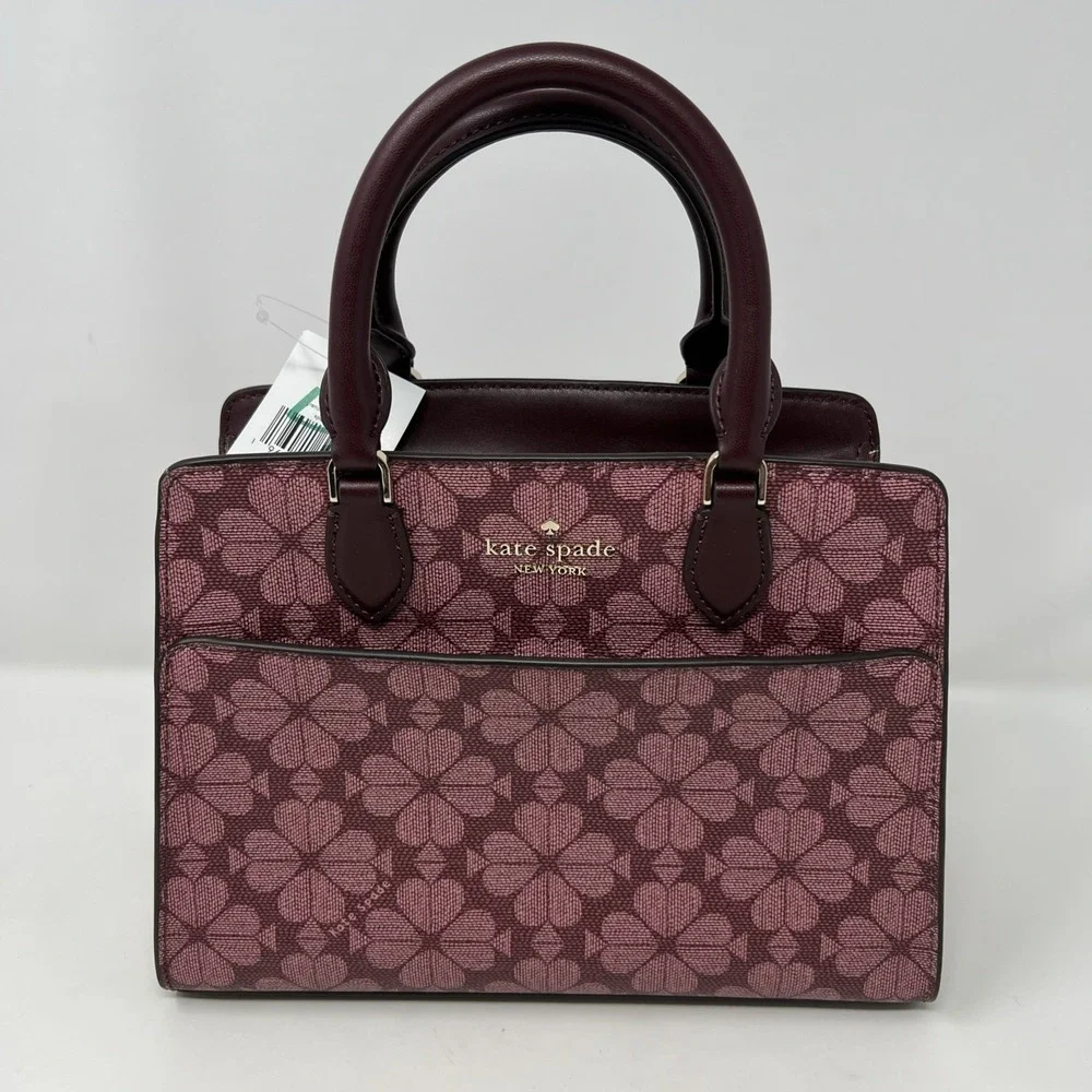 Kate Spade Flower Small Crossbody Bag Satchel Madison Granache Merlot Berry Tote
